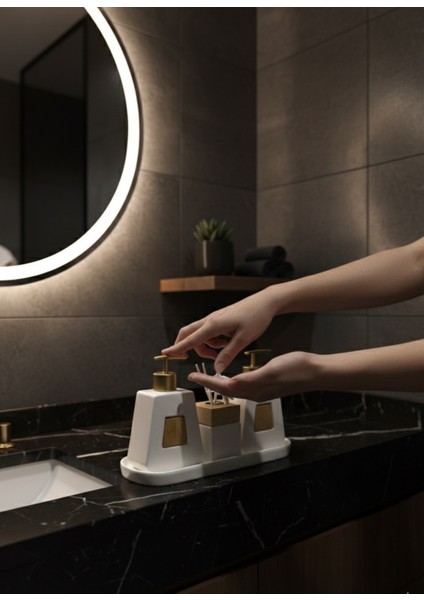 2 Li Sıvı Sabunluk Bambu Detaylı Şık Banyo Mutfak fiyatları