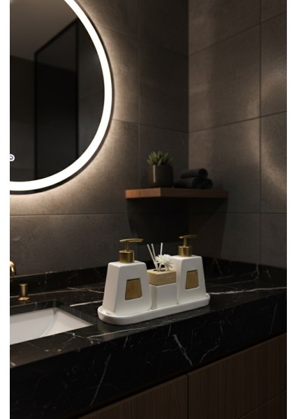 2 Li Sıvı Sabunluk Bambu Detaylı Şık Banyo Mutfak fırsatları