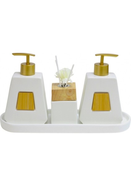 2 Li Sıvı Sabunluk Bambu Detaylı Şık Banyo Mutfak indirimleri