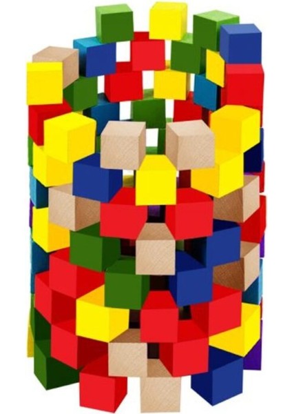 Ahşap Küpler Oyunu Denge Eğitici Öğretici Oyuncak 100 Parça