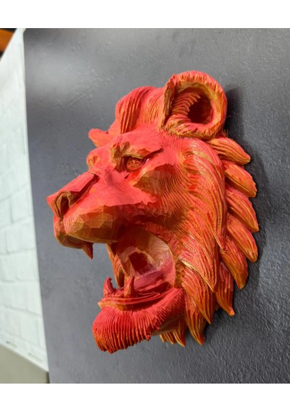 Buğz Gold Kırmızı Aslan Duvar Dekoru Asılabilir Hediyelik 3D Heykel 20X21 cm fırsatları