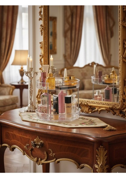 2 Katlı Organizer Dönerli Pratik Makyaj Mutfak Düzenleyici fiyatları