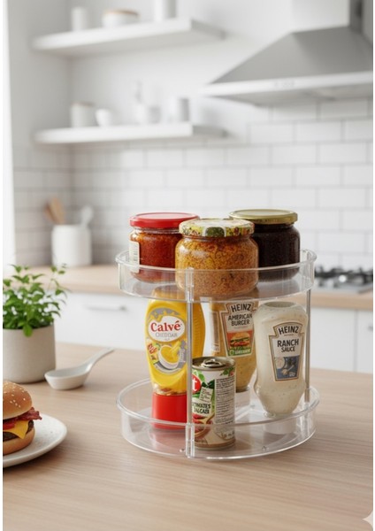 2 Katlı Organizer Dönerli Pratik Makyaj Mutfak Düzenleyici modelleri