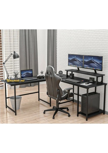 250-S Siyah L Tipi Çalışma Oyun Masası