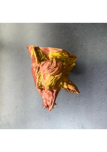 Buğz Gold Red Jaguar Başı Duvar Aksesuarı Asılabilir Dekoratif 20X16 cm modelleri