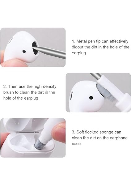 Airpod Temizleme Kiti, Süngerli 3'ü 1 Arada Airpod Temizleyici Kalem, Kablosuz Kulaklıklar Temiz Kalem, Toz Giderme Kulaklıkları Cep Telefonu Için Çok Fonksiyonlu Kulaklık Temizleme Kiti - fırsatları