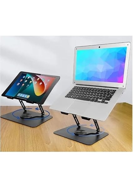 ZR-110 B Alüminyum 360 Derece Dönen Tabanlı Katlanabilir Taşınabilir Laptop Standı (Koyu Gri) fiyatları
