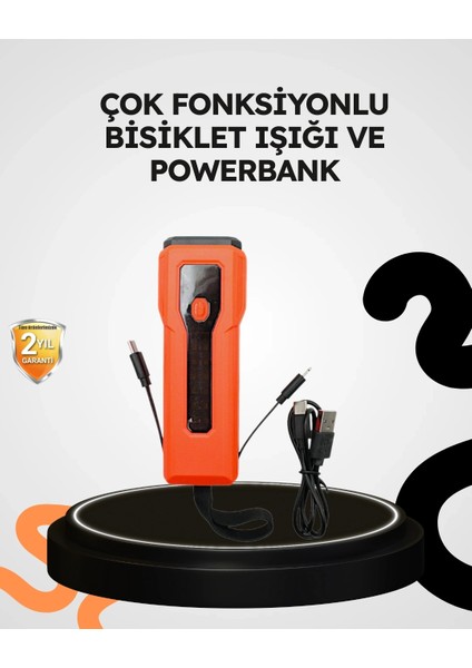 Buğz 600 Lümen Bisiklet Ön Işık Powerbankli Çakar Cob LED