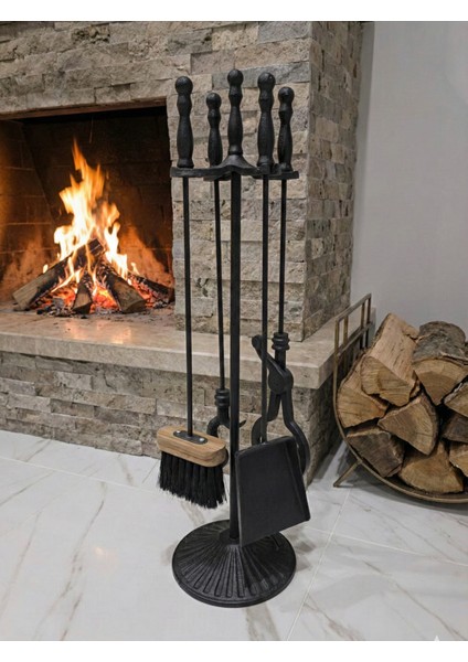 A-Kalite Şömine Döküm Maşa Kürek Takımı Seti Siyah fırsatları