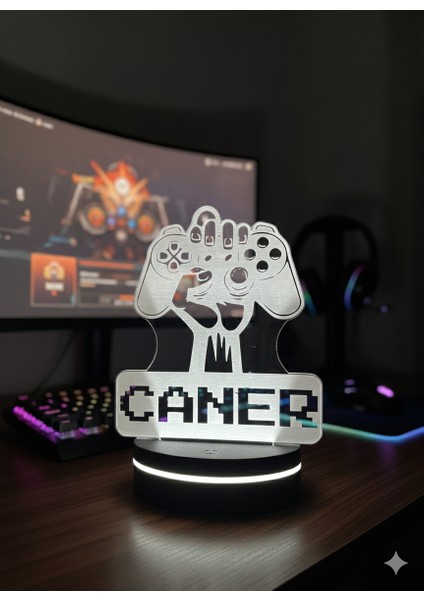 Kişiye Özel LED Işıklı Gaming Masa Lambası – Oyun Konsolu Tasarım – Isim Yazılı Hediyelik Gece Lambası