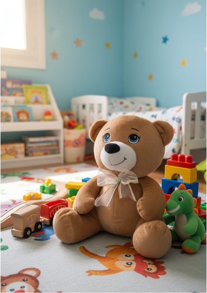 Sevimli Göbekli Ayı Peluş Oyuncak 28 cm Kahverengi