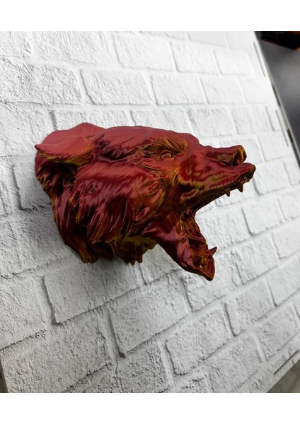 Buğz Dekoratif Asılabilir Jaguar Başı 3D Duvar Heykeli Gold Red 20X16 cm indirimleri