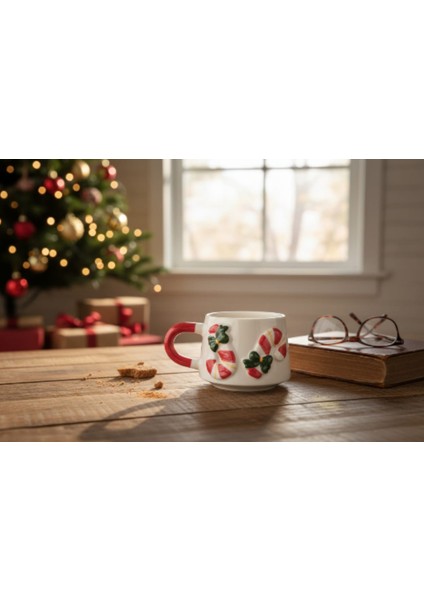 Seramik Noel Şeker Desenli/yılbaşı Hediyelik Fincan/yılbaşı Şeker Kamışı/baston Şeker Detaylı Kupa modelleri