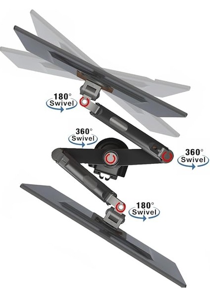 North Bayou Nb H180 17-27" Çift Kol 2-9 kg Amortisörlü Monitör Standı fırsatları