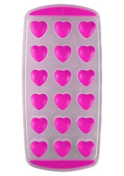Slikon Tabanlı Kalpli 18 Hazneli Buz Kalıbı (Pembe) modelleri