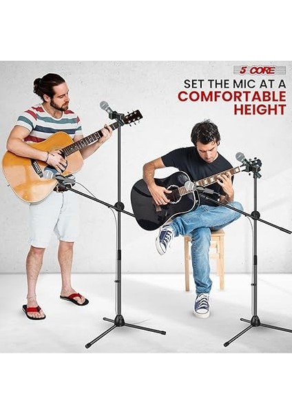 Core Mikrofon Standı Zemin Evrensel Yüksekliği Ayarlanabilir Tripod Mikrofon Standları 2 Mikrofon Tutar W Uzayan Teleskopik Bom Kolu Katlanabilir Taşınabilir Sahne Üzerinde Stüdyo Için Siyah - Ms fırsatları