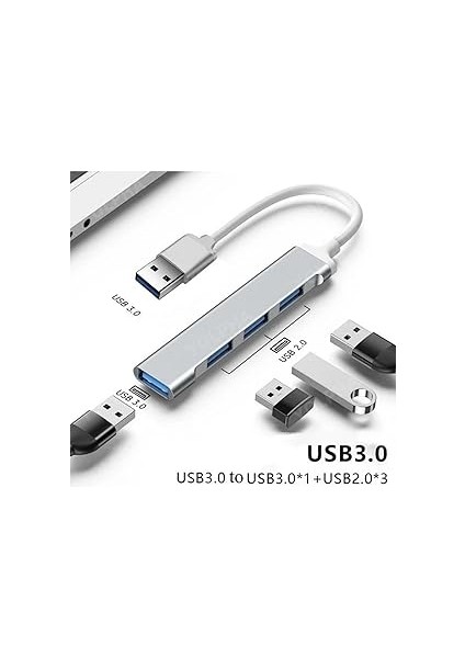 USB To 4 Port Çoklayıcı Hub Macbook ile Uyumlu Çoğaltıcı USB 3.0-2.0 Converter Hub fiyatları