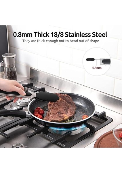 Home Siyah Silikon Uçlu Mutfak Maşası - 23 Cm, Asma Kilit Sistemli Paslanmaz Çelik Sap, Kolay Kavrama, Mangal, Salata, Makarna, Barbekü, Kamp Için Uygun indirimleri