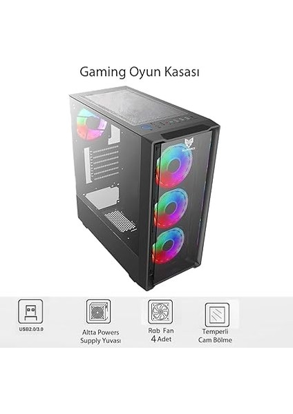 Phoenix 4* Rgb Fanlı Atx-Mini Atx Itx Uyumlu Mid Tower Gaming Oyuncu Bilgisayar Kasası Psu'suz fırsatları