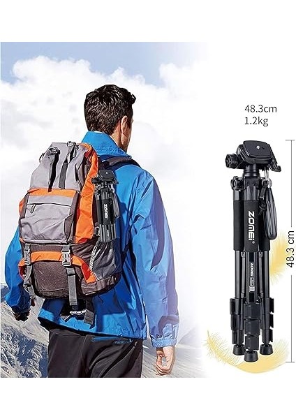 Zomei Q111 Kamera Tripodu Cep Telefonu Tutuculu + Uzaktan Kumanda, Alüminyum Alaşım Hafif Kamera Ayaklı Tripod 3 Yönlü Döner Başlık Hızlı Değiştirme Plakası ve Çanta 47 – 140 cm Siyah Renk fırsatları