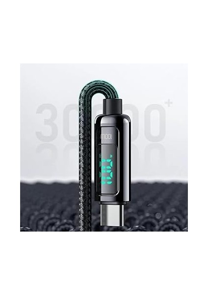 CA-8820 Type-C To Type-C 100W Pd Dijital Ekranli Data-Şarj Kablosu 5A 1.2m, Siyah modelleri