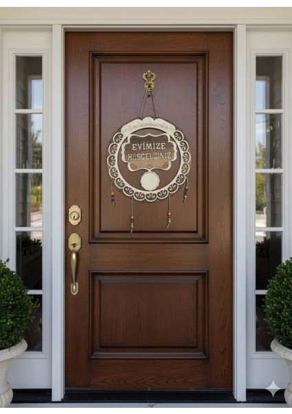 Ahşap Kapı Süsü Hoşgeldiniz Yazılı Boncuk Detaylı Ip Askılı fiyatları