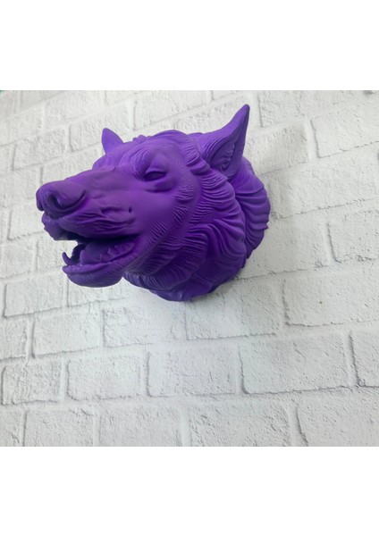 Buğz Dekoratif Mor Kurt Duvar Heykeli Asılabilir Hediyelik 25X19 cm fırsatları