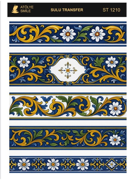 ST1210 Kenar Süsleme Desenli Açık Zemin Sulu Transfer 25*35 cm