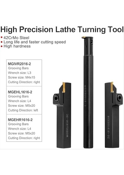 Torna Kesme Aletleri Seti - 3pcs 5/8 Inç Kanal Tutucu Tutucu 10 Pcs ile Indekslenebilir Karbür Ekleri MGMN200 (Yurt Dışından) fiyatları