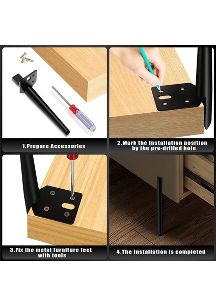 Mobilya Ayak Yüksekliği 19 5cm Altın Metal Masa Bacakları Maksimum Yük 600 kg Mobilya Bacakları Kanepe Ayak Dolabı Ayakları 4pcs Siyah (Yurt Dışından) modelleri