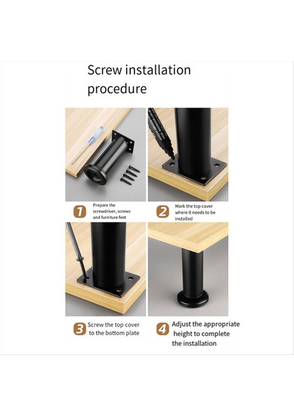 4 Adet Ayarlanabilir Yükseklik Mobilya Destek Bacakları [vidalı] Yatak Çerçevesi/yatak Merkezi Çıta Siyahı Için 3 15-4 72 Inç (Yurt Dışından) indirimleri