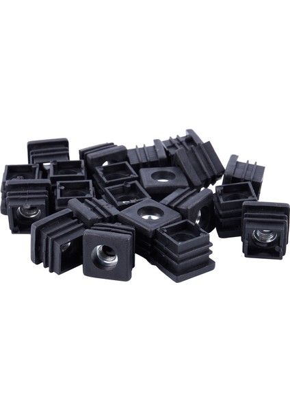 Kare Tüp Boru Uç Kapakları Ekleme Fişleri M8 Iplik 20X20MM 20PCS Siyah (Yurt Dışından)