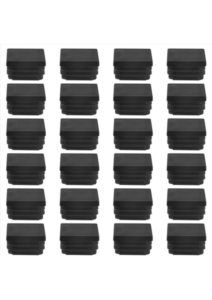 24 Adet 30MM x 30MM Plastik Yivli Kare Uç Kapaklar Tüp Siyah (Yurt Dışından)