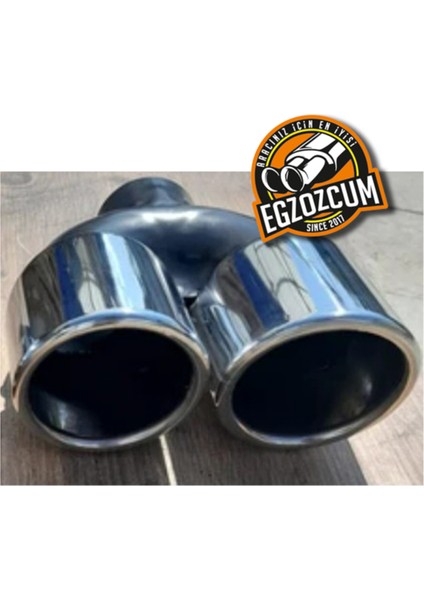 90 mm Çift Çıkış Eşit Yuvarlak Verev Kesim Krom Sessiz Egzoz Ucu Eksoz Çıkışı 1 Adet fiyatları