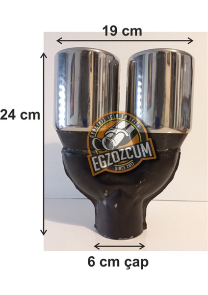 90 mm Çift Çıkış Eşit Yuvarlak Verev Kesim Krom Sessiz Egzoz Ucu Eksoz Çıkışı 1 Adet modelleri