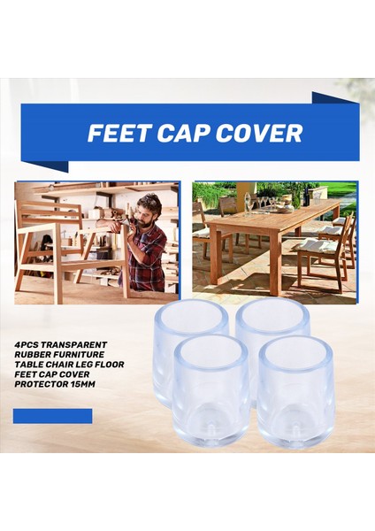 4pcs Şeffaf Kauçuk Mobilya Masa Sandalye Bacak Zemin Ayak Kapağı Kapak Koruyucusu 15MM (Yurt Dışından) indirimleri