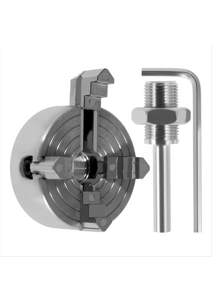 4 Çene Torna Chuck Çinko Alaşım Kendini Merkezli Torna Chuck Ahşap Torbaları Için Anahtar ve Bağlantı Çubuğu Sağlam Sağlam Bir Çubuk ile Seti (Yurt Dışından)