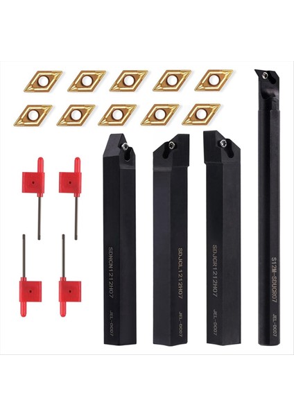 Dizinlenebilir Torna Dönüş Aracı 1/2inch Shank 14PCS Kit-4pcs Metal Torna Araçları Tutucu 10PCS DCMT21 51 Karbür Ekleme (Yurt Dışından)