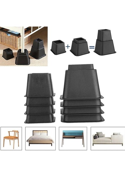 8 Adet Ek 3 Inç Depolama Masası Veya Kanepe Asansörü Oluşturmak Için Ayarlanabilir Yatak Yükselticileri Veya Mobilya Yükseltici (Yurt Dışından) fiyatları