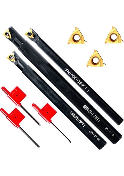 Torna Iplik Aracı Seti 6 Pcs - 3 Pcs Dönüş Shank Sıkıcı Çubuklar 3 Pcs ile Dizin Olabilen Karbür Ekler D (Yurt Dışından)