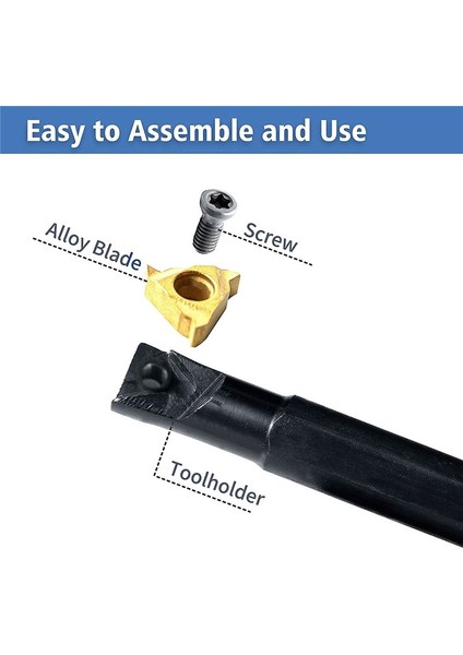 Torna Iplik Aracı Seti 6 Pcs - 3 Pcs Dönüş Shank Sıkıcı Çubuklar 3 Pcs ile Dizin Olabilen Karbür Ekler D (Yurt Dışından) modelleri