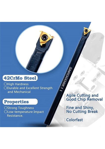 Torna Iplik Aracı Seti 6 Pcs - 3 Pcs Dönüş Shank Sıkıcı Çubuklar 3 Pcs ile Dizin Olabilen Karbür Ekler D (Yurt Dışından) indirimleri