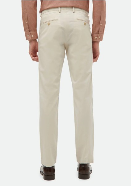 Ekru Düz Dokuma Regular Fit Casual Pantolon indirimleri