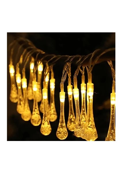 10 LED 2 Metre Sarı Kristal Su Damlası Güneş Enerjili LED Işık Solar Bahçe Ağaç Lamba Aydı fiyatları