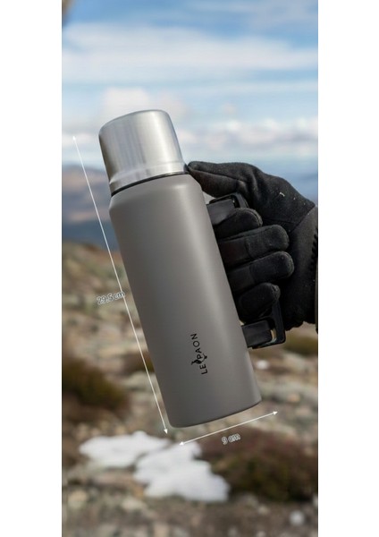 1 Lt. Paslanmaz Çelik Termos Katlanır Kulp Sızdırmaz 24 Saat Sıcak 48 Saat Soğuk Bpa Free