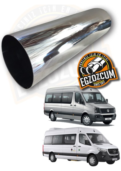 100 Mm. Fırtına Sesli Pazlanmaz Krom Egzoz Ucu Minibüs Crafter, Sprinter Uyumlu