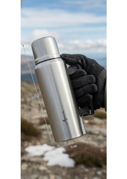 1 Lt. Paslanmaz Çelik Termos Katlanır Kulp Sızdırmaz 24 Saat Sıcak 48 Saat Soğuk Bpa Free