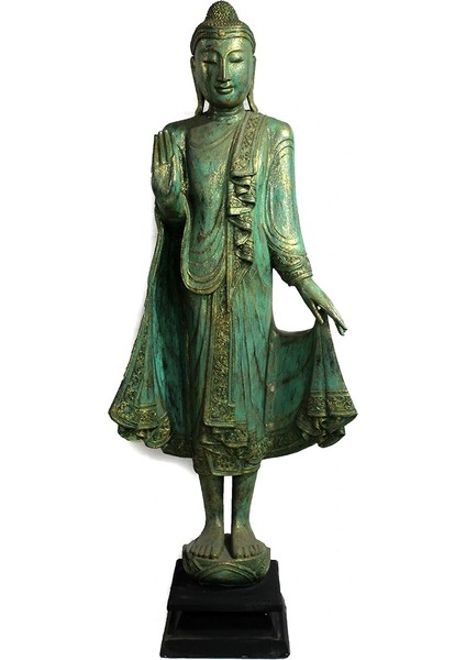 Ayakta Duran Ahşap Buda Figürü 1.70 cm