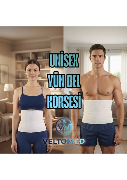 Unisex Yün Korse- Sıcak Tutar - Bel Ağrıları Fıtık Bel Kuşağı, Giydirmeli Yün Bel Korsesi