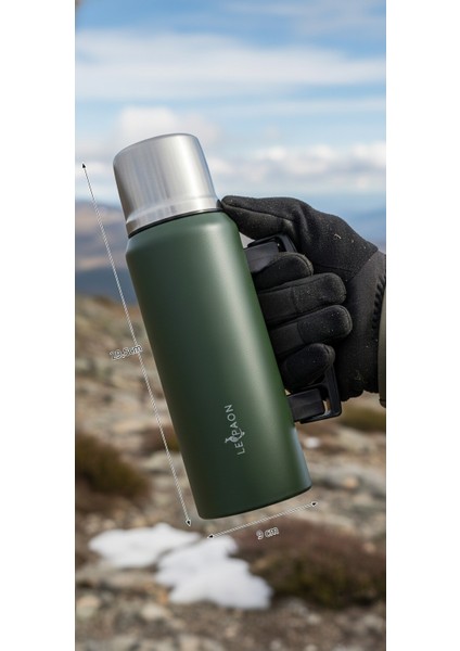 1 Lt. Paslanmaz Çelik Termos Katlanır Kulp Sızdırmaz 24 Saat Sıcak 48 Saat Soğuk Bpa Free